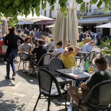 Terrasse de café à Amboise